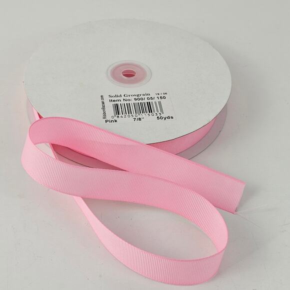 New on spool pink grosgrain ribbon 7/8 x 48 yards crafts decor embellishments - Picture 1 of 4